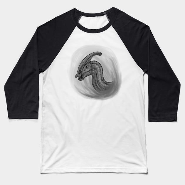 Parasaurolophus Sketch Baseball T-Shirt by SakuraDragon